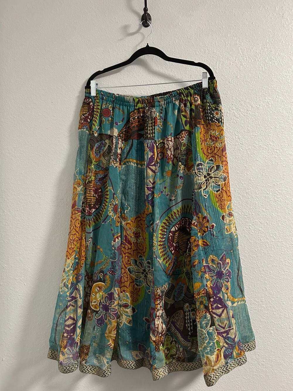 Lauren Hancock Patterned Long Maxi Skirt Blue Multicolor